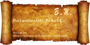 Balassovich Mikolt névjegykártya